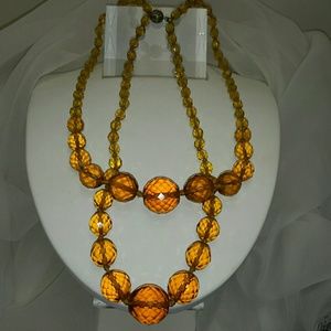 VINTAGE HAND CUT FACETED GLASS BEAD CHOKER